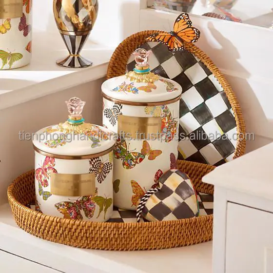 New collection SET Of 2 Rattan Tray With Mother Of pearl made in Vietnam Wholesale
