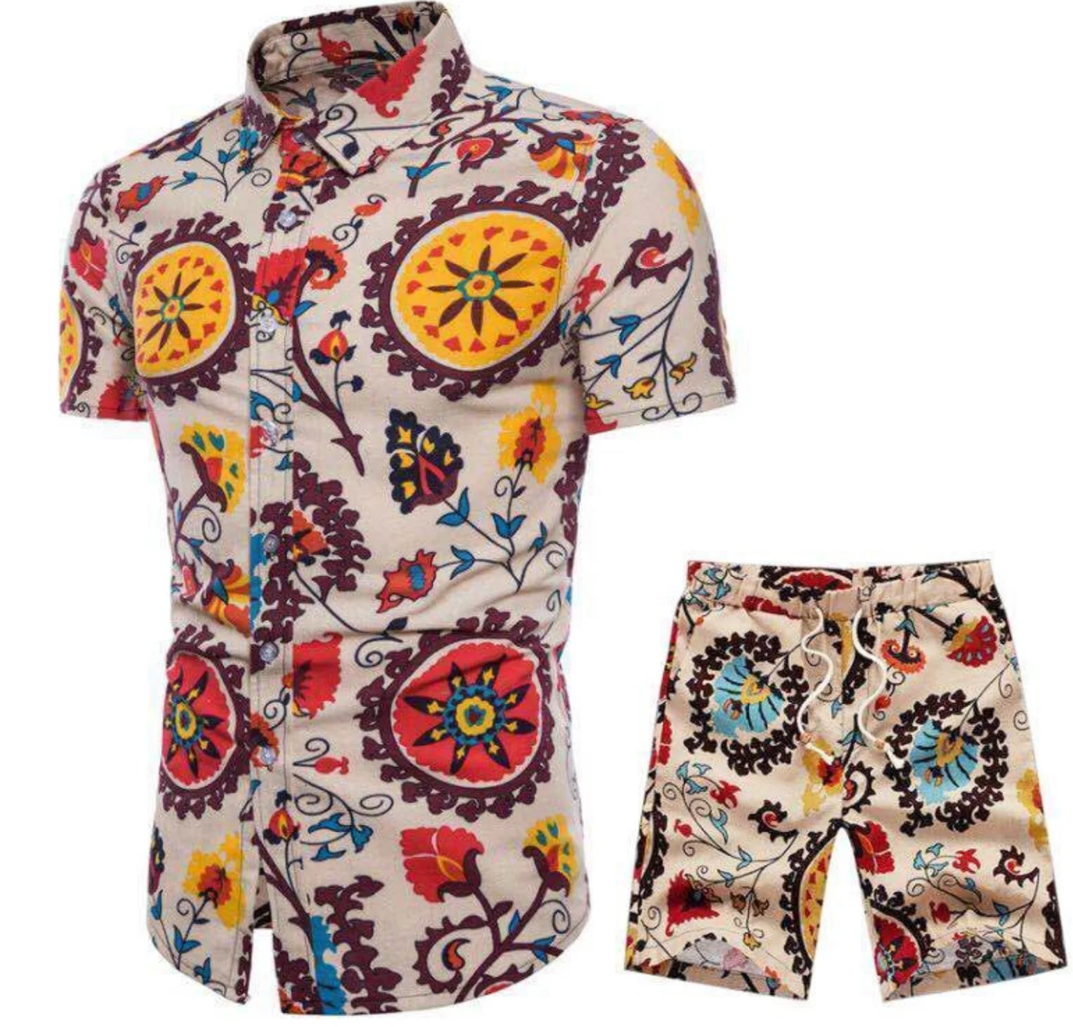 High Quality Wholesale summer sublimation beach shorts custom all over printed floral men hawaiian shirts