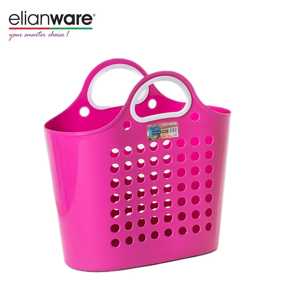 Elianware Durable Twistable Compressible Hollow Hanging PE Basket Shopping Basket With Handle