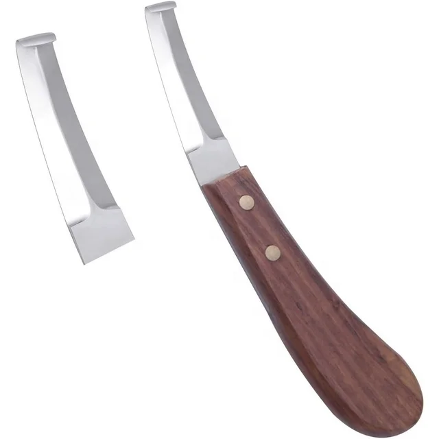 High Quality Hoof Knife Superior Double Edge Drop Blade/Hoof Knife with Wood Handle/Veterinary equipment Hoof Knife