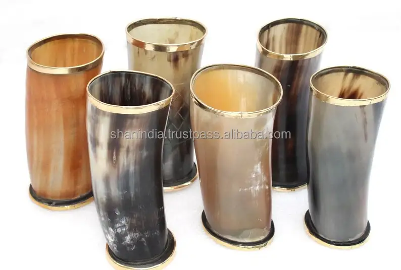 High quality hand finished natural Viking Drinking horn Beer Glass