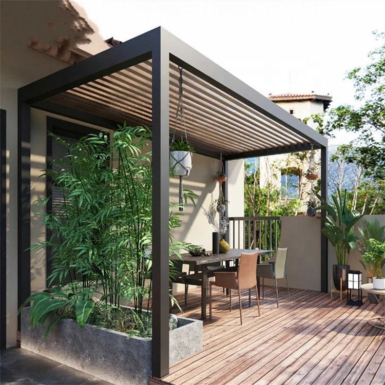 Motorized Garden Gazebo Pergola Aluminum Louver  Waterproof  Pergola Shade Alu Profile Bio Climatic Pergola