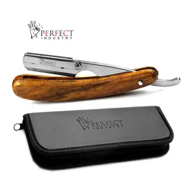 Professional razor with wooden handle / Personal Care 2022 Stylish private logo shaving Razor / Barber Straight Razor with case