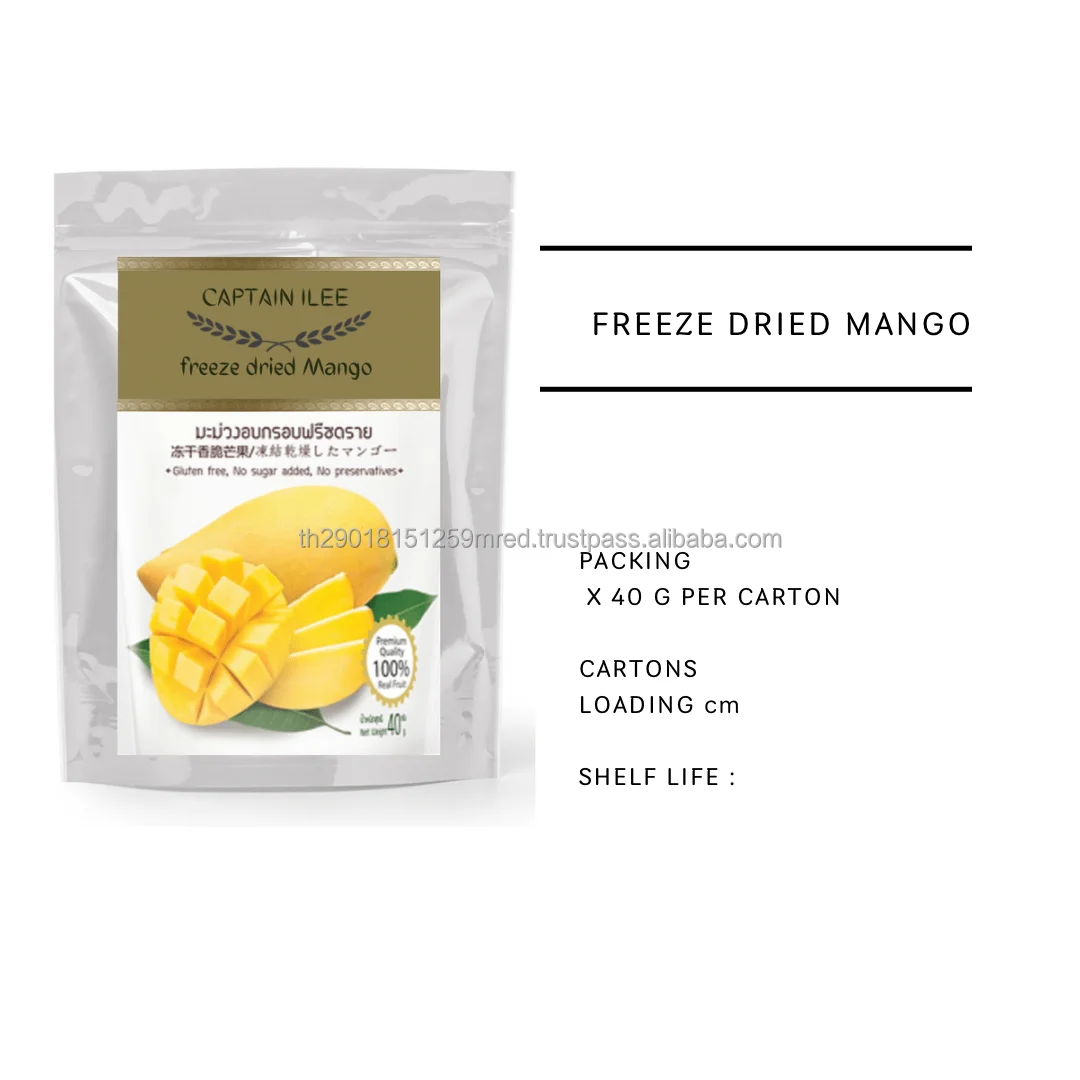 Premium Signature  Freeze Dried Mango Chips Delicious and Classic Fruit  Snack Products  from Thailand  Captain iLee Brand