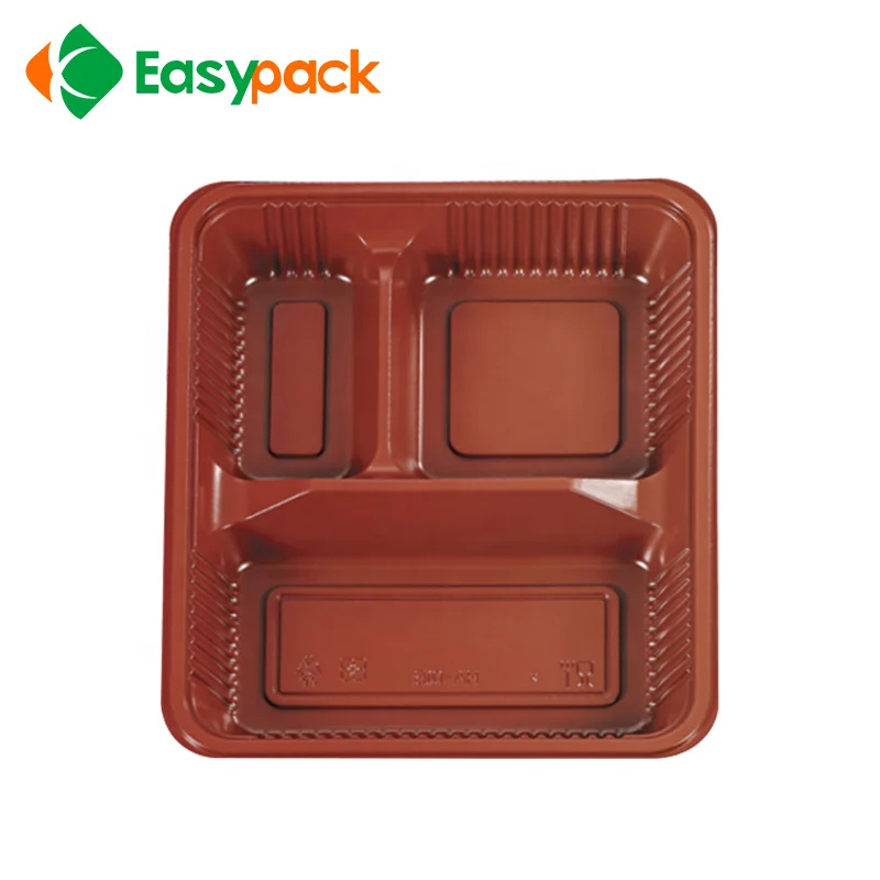 Red Microwave Disposable Bento Box Plastic Food Container With Compartments