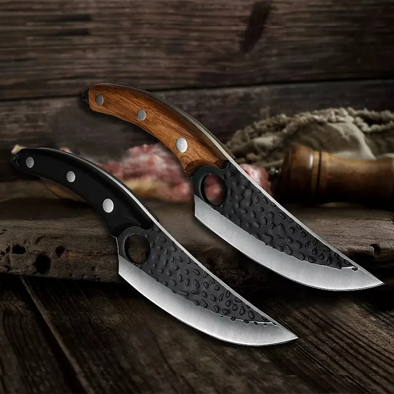 6 Inch Butcher Boning Chef Knife with Solid Wood Handle Handmade Forged Knife Kitchen Camping Cooking Slaughter Knife