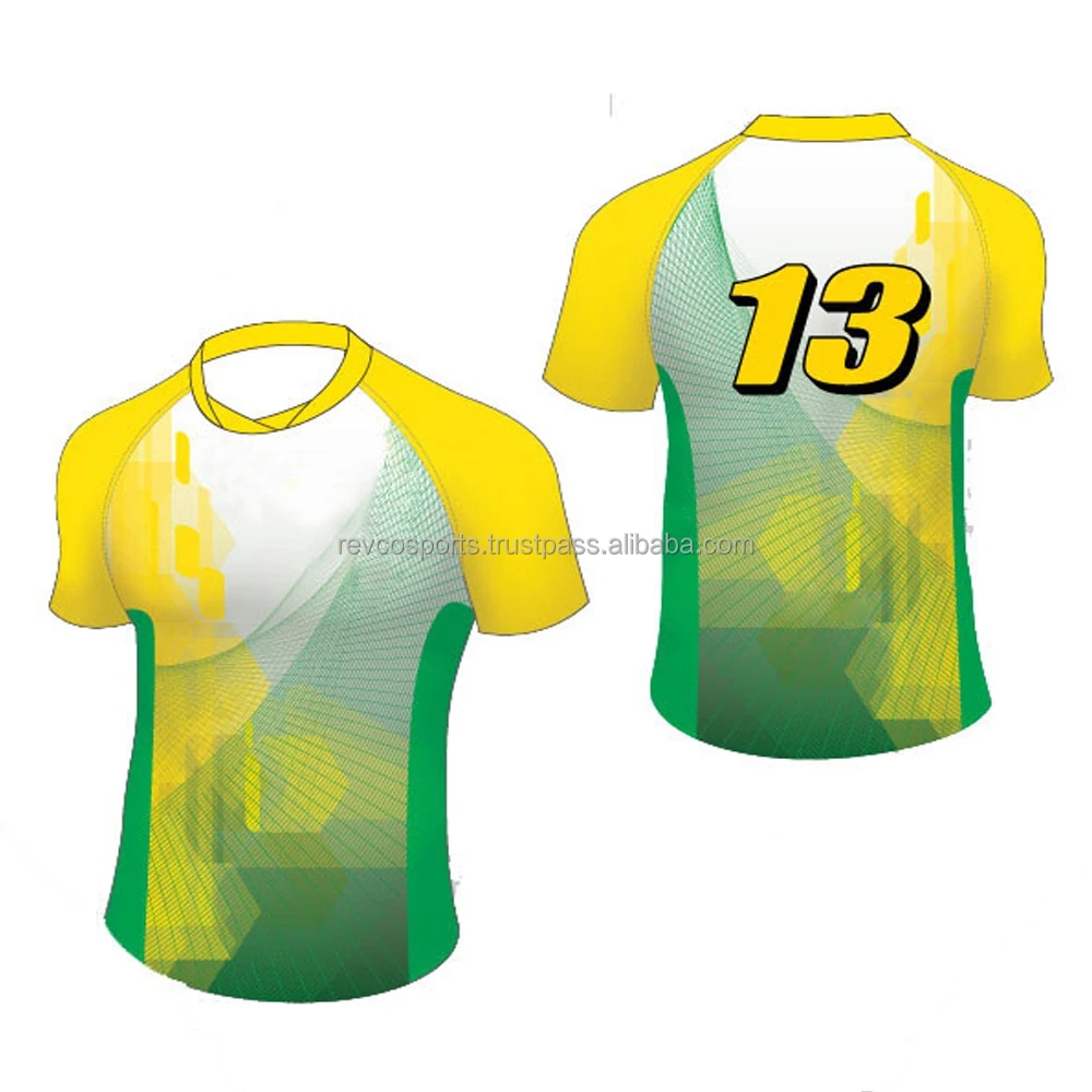 Custom Design Youth Yellow and green rugby Jersey Custom Team Training Clothes Rugby Jerseys best quality Rugby Jersey Low Price