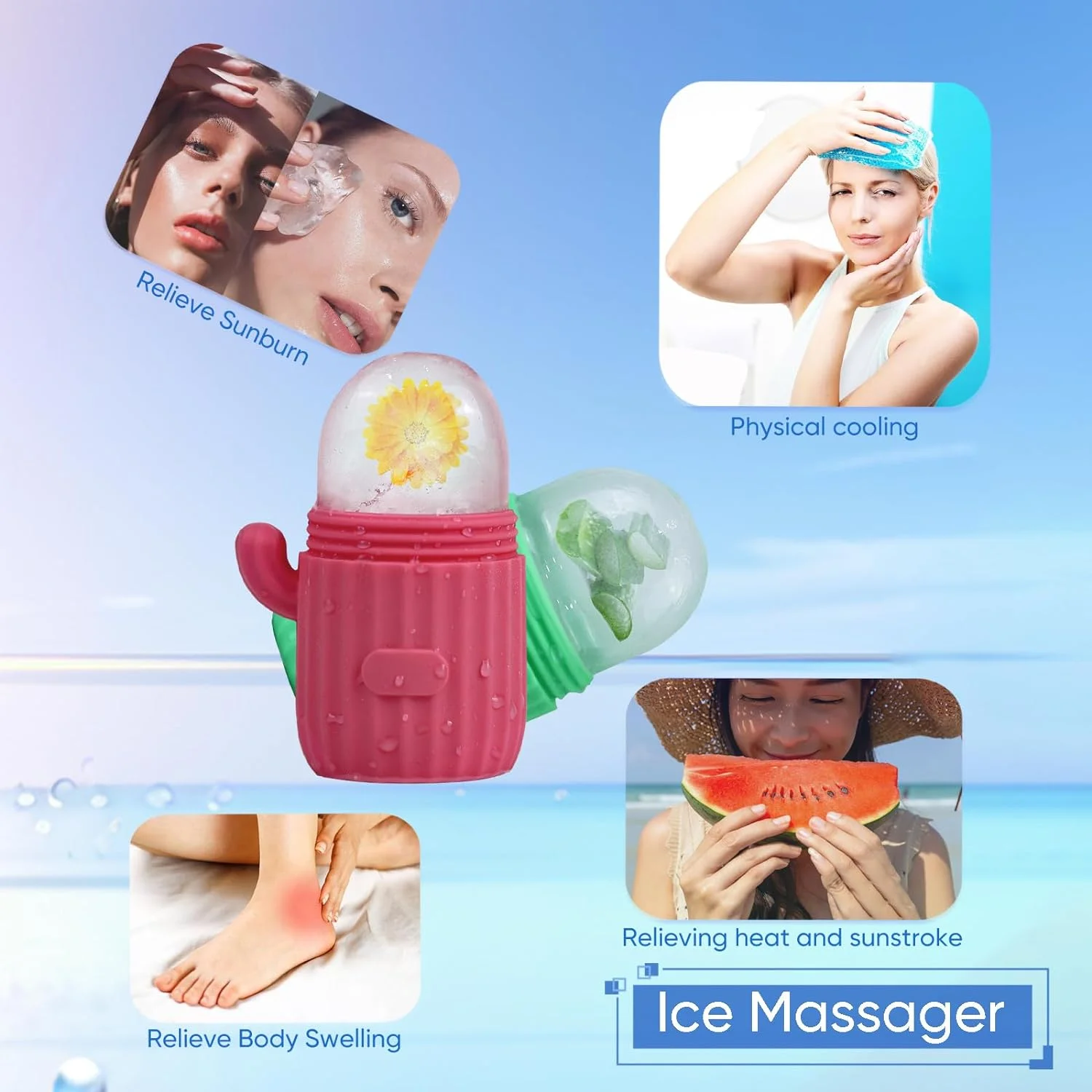 Ice Face Roller, Ice Roller for Face and Eyes, Ice Facial Cube, Silicone Ice Mold Beauty, Skin Care Tools, Face Massage Tool