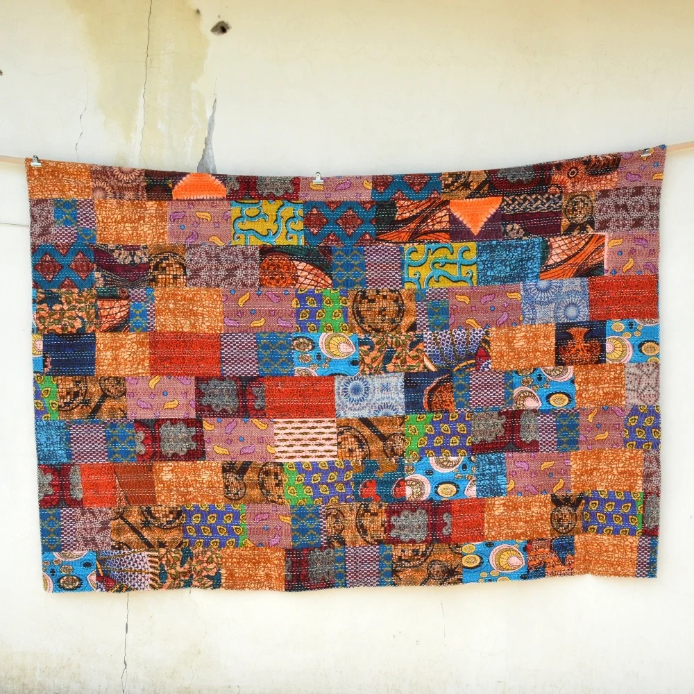 Mix lot Indian handmade Patch Kantha quilt Indian designer printed patchwork Patch Kantha gudari manufacturer wholesaler CPKQ029