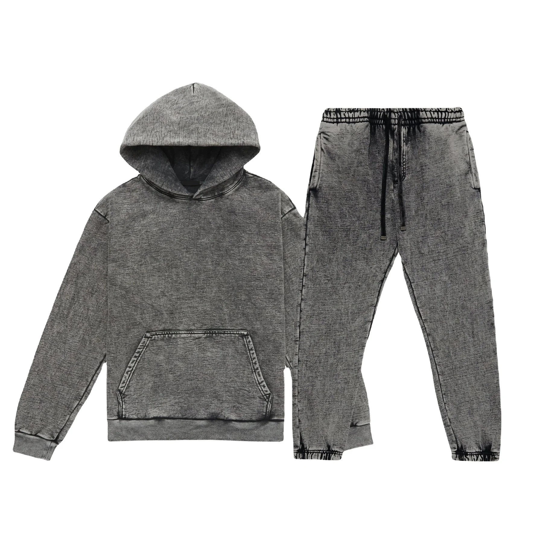 New Design Funnel Neck Street Wholesale Acid Wash Sweat Suit Women Sweat Suits Plus Size for Women crop tracksuit