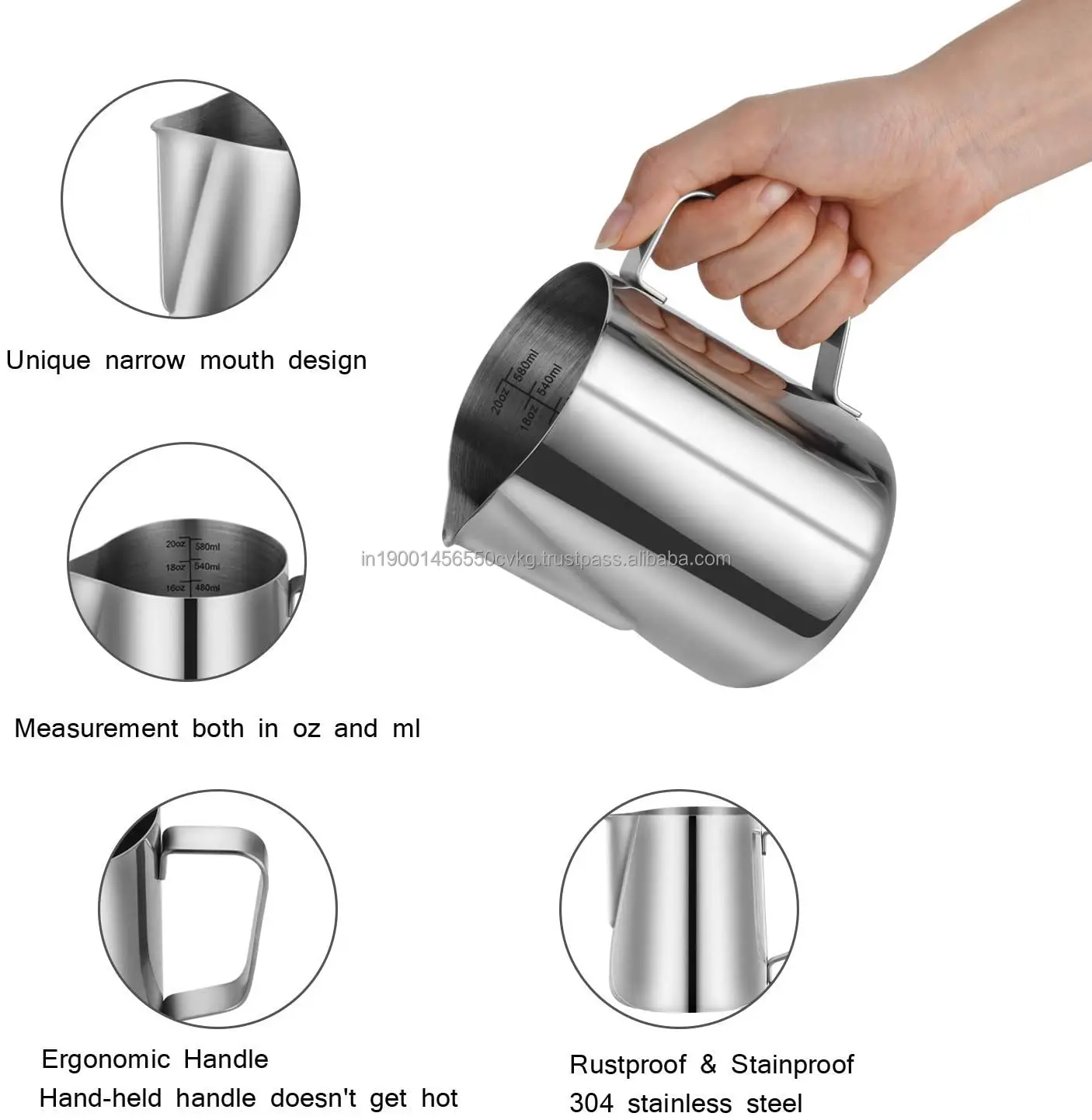 Steaming Pitchers Milk Frothing Pitcher  Stainless Steel Milk Coffee Cappuccino Latte Art  Milk Jug mug