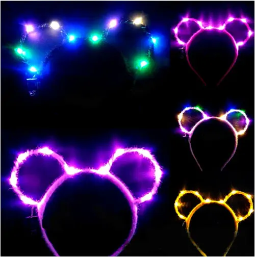Rave Party Light Up Rabbit Ears Headband Halloween Easter Glowing Led Bunny Headdress Led Atmosphere Decoration Plush
