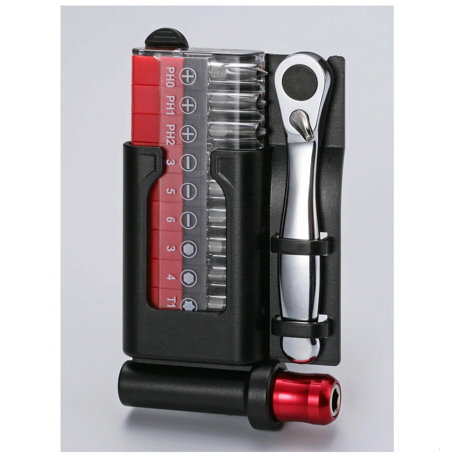 12 Pieces Clip-type Bit Box & Ratchet wrench Set