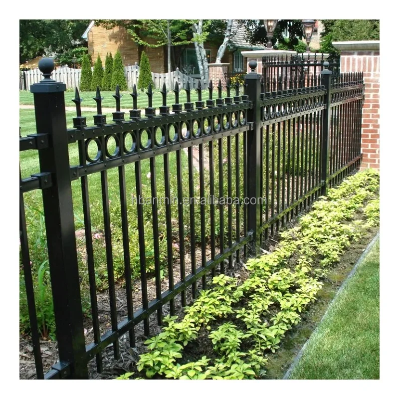 New Design Cheap Wrought Iron Fence Panel Steel Metal Picket Ornamental Fence