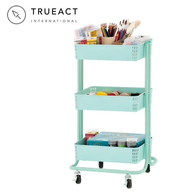 Made in Taiwan 3 tier layer metal kitchen serving rolling storage organizer trolley utility rolling cart storage cart