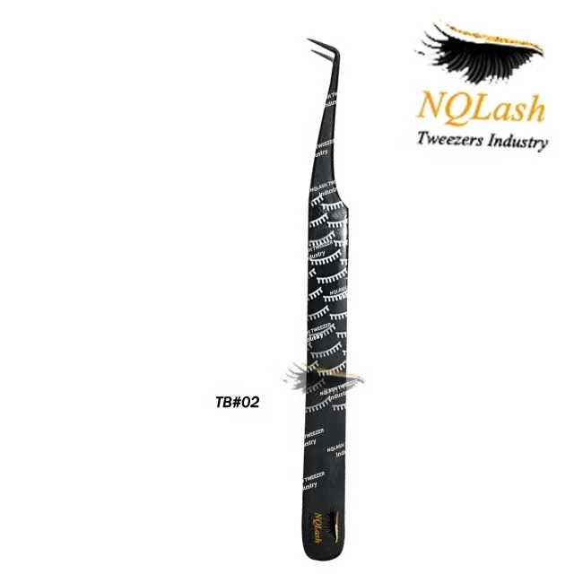 Plasma Black Eyelash Extension Tweezers Stainless Steel Pointed Custom Logo Wholesale Price Volume Tweezers NQLASH Tweezers