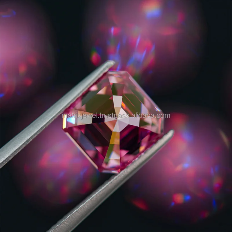 Fancy Vivid Asscher Cut Pink Diamond 1.08ct Vs1 VV1 Asscher Cut GIA Certified Lab Grown Diamond For Jewelry loose diamond cvd