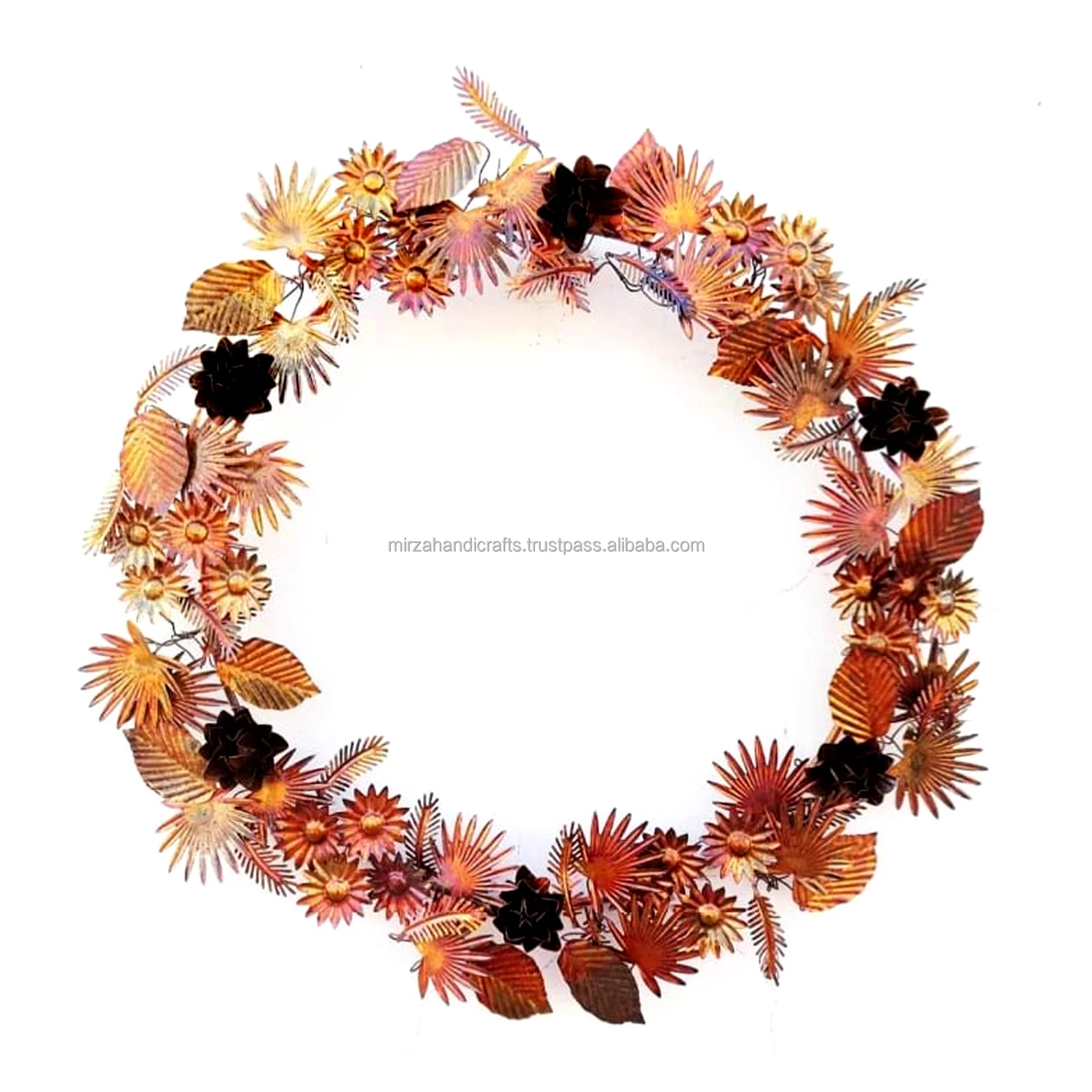 Luxury Multi Color Flower & Leaf design Wrought Iron Wreath for Party Decoration Style Wedding Home Decorations Main Door