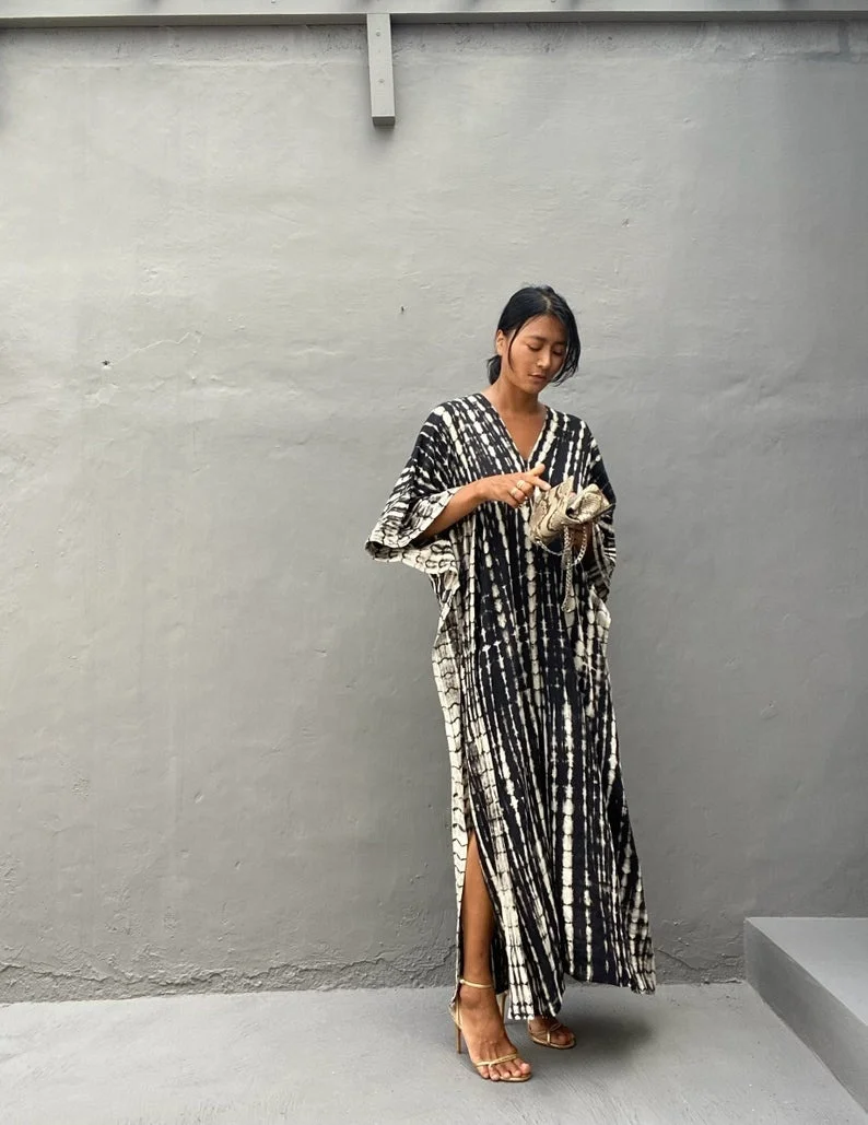 Summer Bohemian Collection Tie Dye Plus Size Kaftan Casual Cotton Clothing Fashion Long Dress