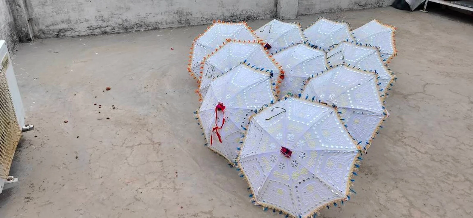 Beautiful Handmade Embroidery Mirror Work Small Umbrella For Wedding Decoration Small Hanging Umbrella For Decoration