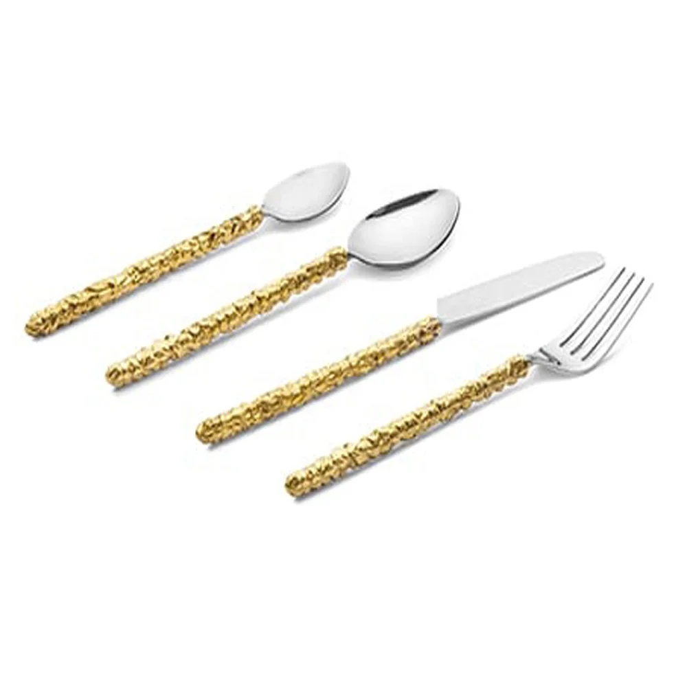 Salad Server Western Style Look Table Decorative Handmade inexpensive Flatware Set Stainless Steel Hammered Beaten Brass Handle
