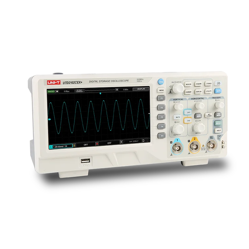 UNI-T UTD2102CEX+ Digital Desktop Storage Oscilloscope 100MHz Bandwidth 1GS/s Sample Rate USB Communication,