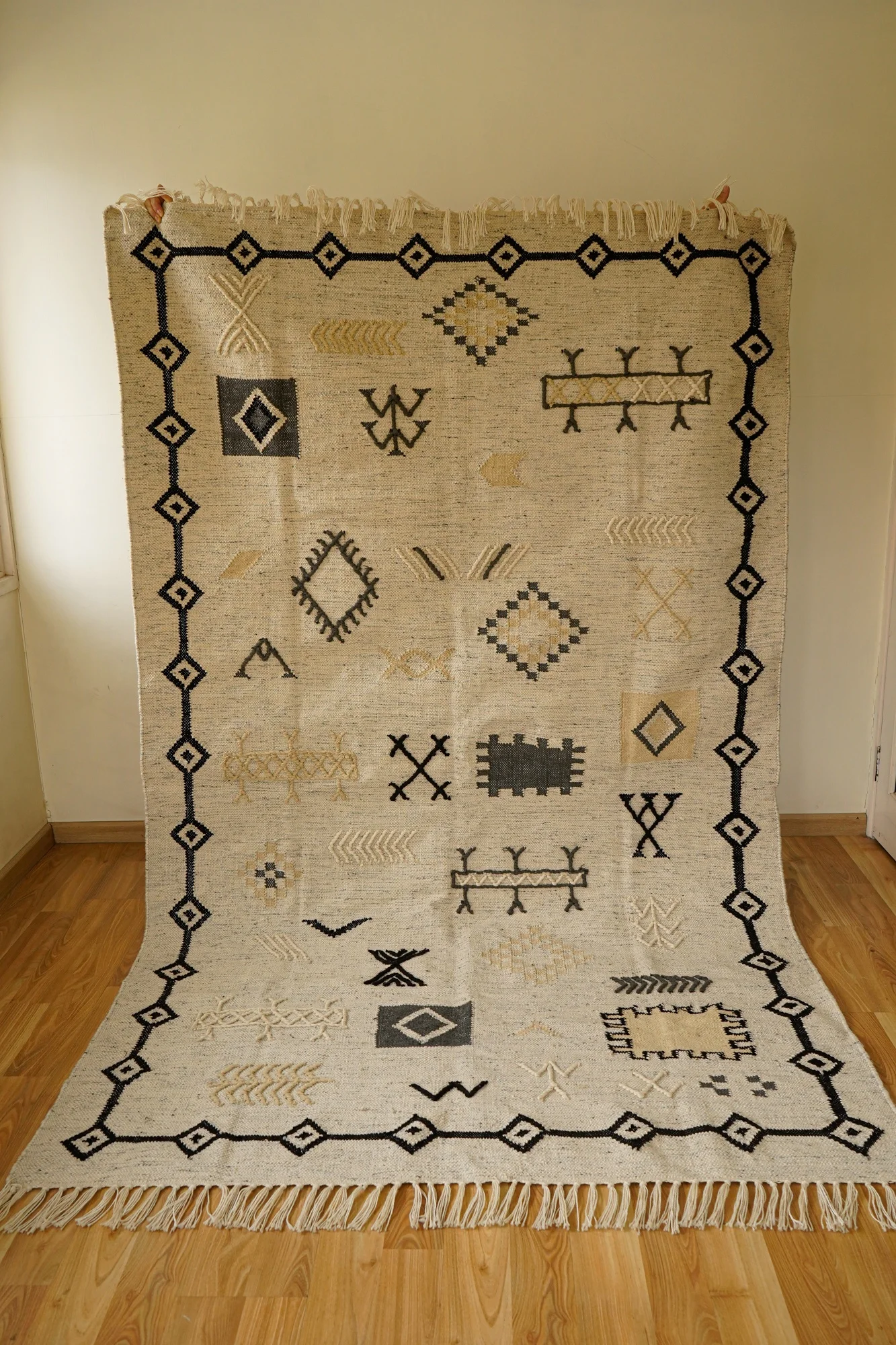 Hand made Dhurrie Vintage Indian Petyarn Rug Kilim Carpet Floor Mat Carpets Rugs Living Room