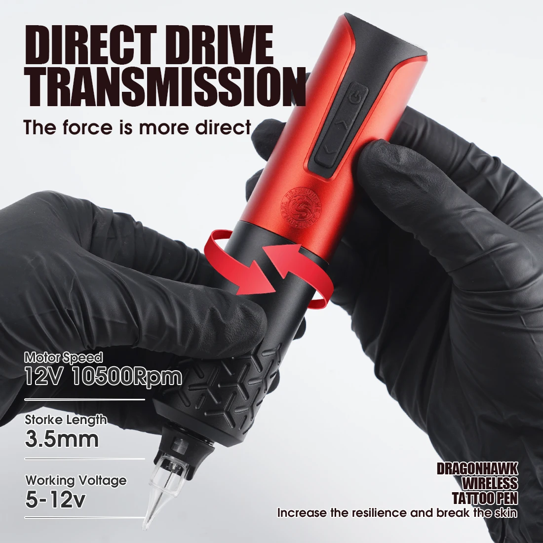 Dragonhawk Armor Wireless Rotary Tattoo Pen Machine with Replaceable Batteries