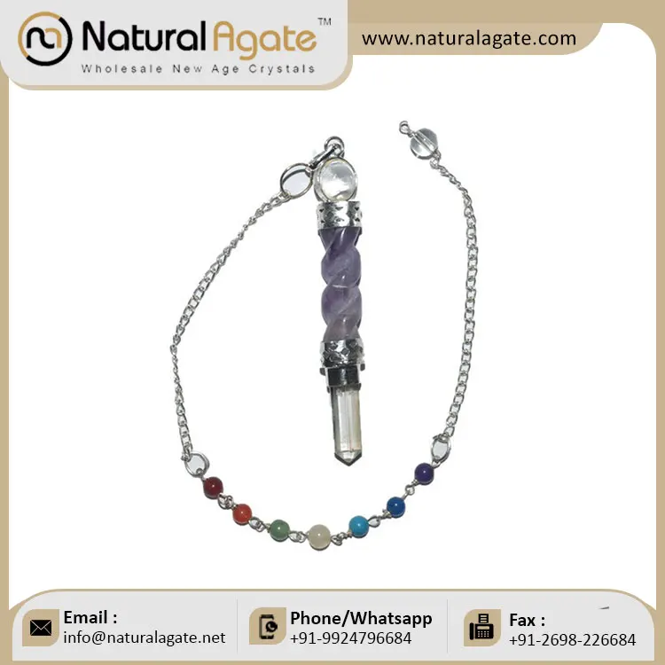 Wholesale Labradorite 12 Faceted Carved Crystal Pendulums Natural Stone Dowsing Tools with Chakra Healing Pattern Mascot Style