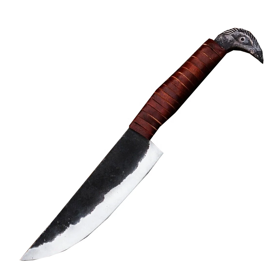 Custom Handmade Carbon Steel Viking Knife With Hand Forge Handle And Fine Leather Sheath Forged Medieval Knife