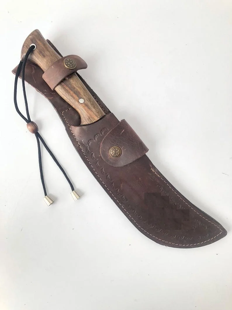  Кованый охотничий нож из углеродистой стали ручной работы в средневековом стиле с деревянной ручкой викингов