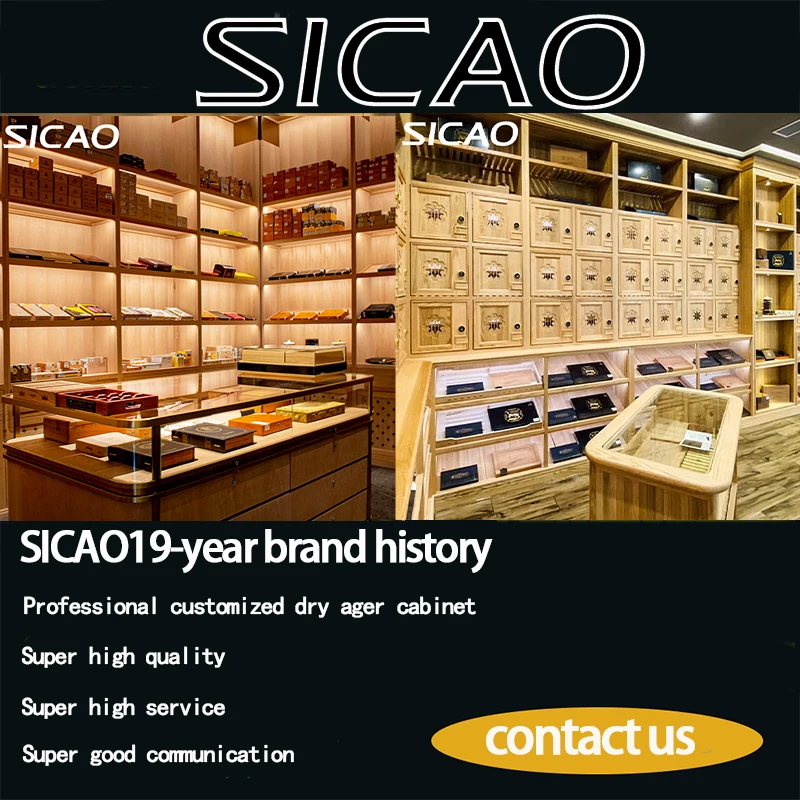 SICAO Custom Luxurious Import Cedar wooden Cigar Room Humidifier Refrigerated Fridge Cigar Cooler Humidor Showcase Abinet