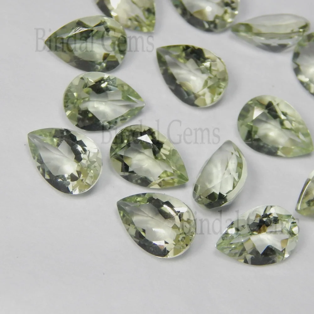 Green Amethyst 7X10 MM Pear Normal Cut Shape Loose Gemstone Cabochon For Making Designer Jewellery