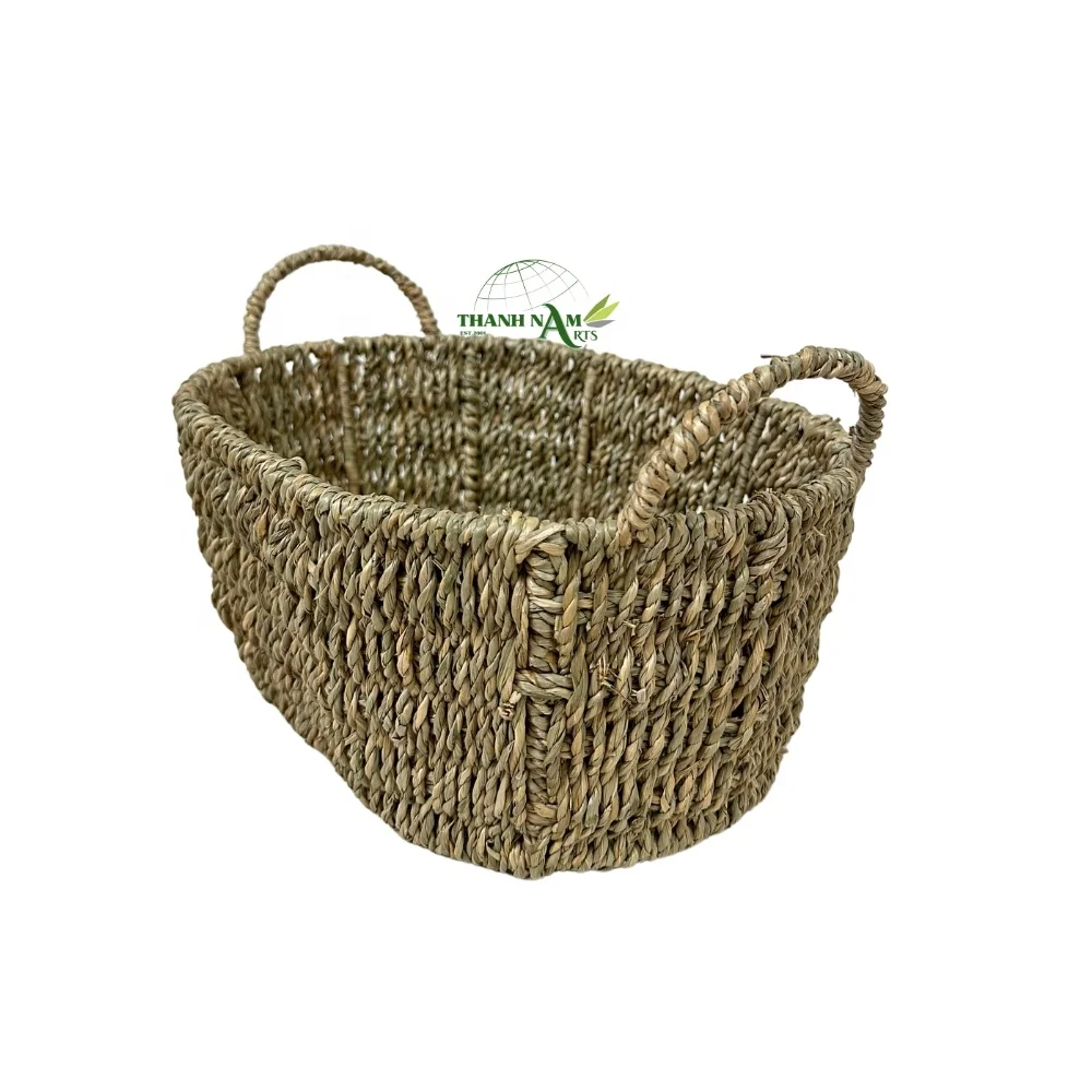 Seagrass Basket With Handle New Design Storage Basket Set Manufacturer In Viet Nam For Storage