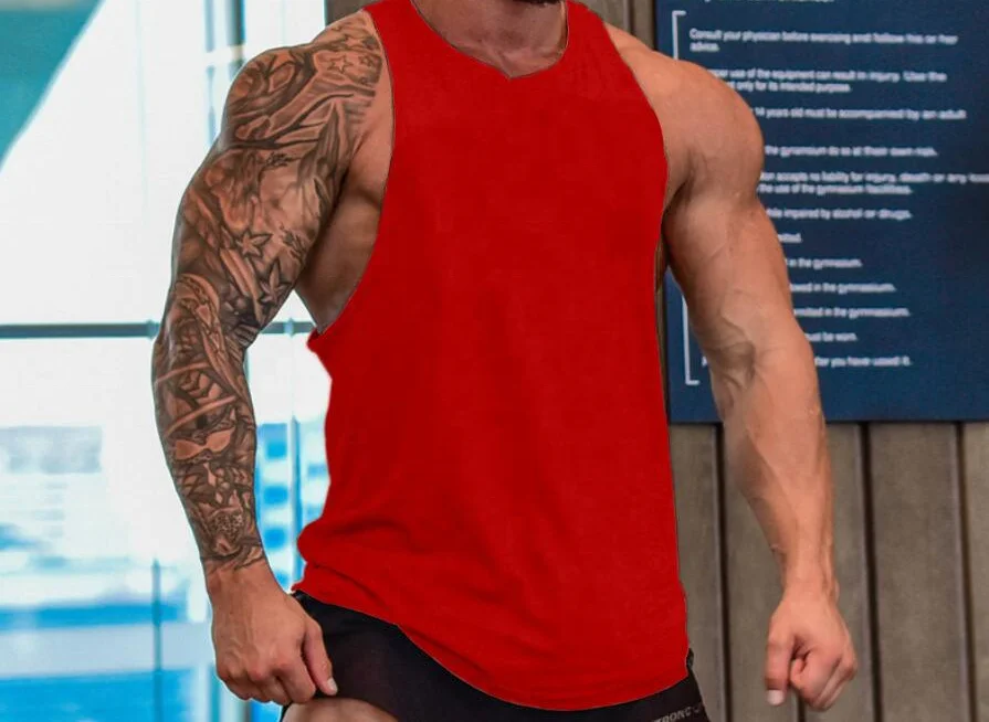 2021 Stringer Tank Top Wholesale Custom Cotton Stringer Gym Vest Fitness Singlet Workout Muscle Bodybuilding Men Tank Top