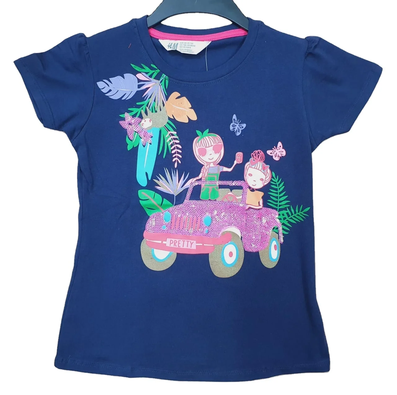Branded girls spandex fancy sequence t-shirt.