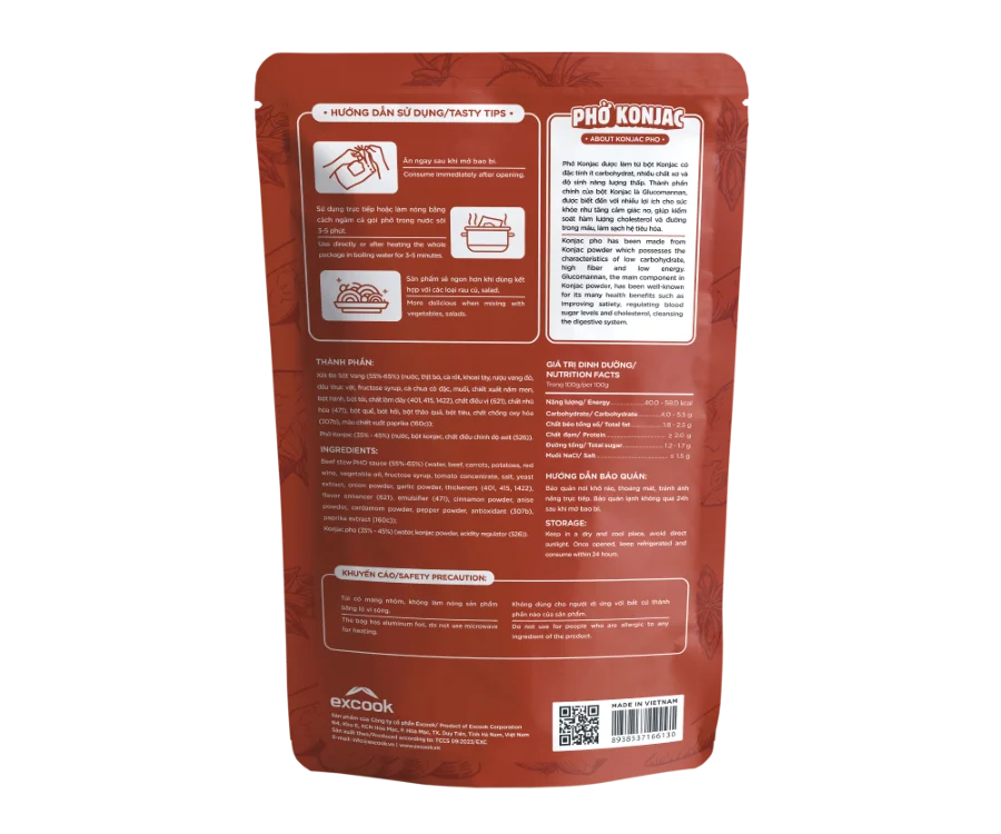 Instant noodle Konjac Pho Vietnamese Beef Stew  Sauce Ready-to-eat  For Yummy Meal High Quality Ready to eat