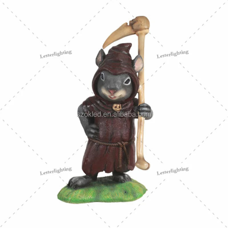 Mice Reaper Pumpkins in Cauldron Pillar Mice Witch Bat Cat Duck Owl Tarantula Fiberglass Painted Witch Amusement Park Halloween