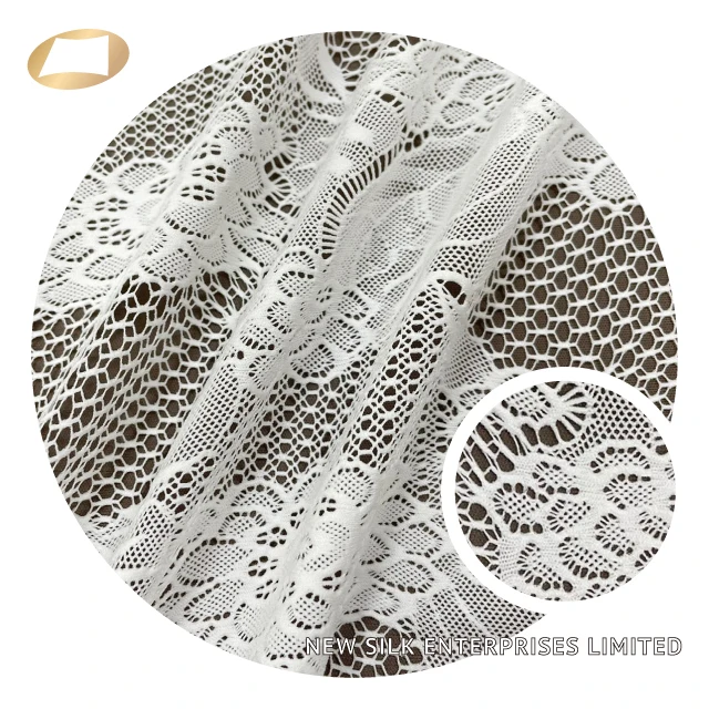 High elastic nylon dentelle lace floral fabric