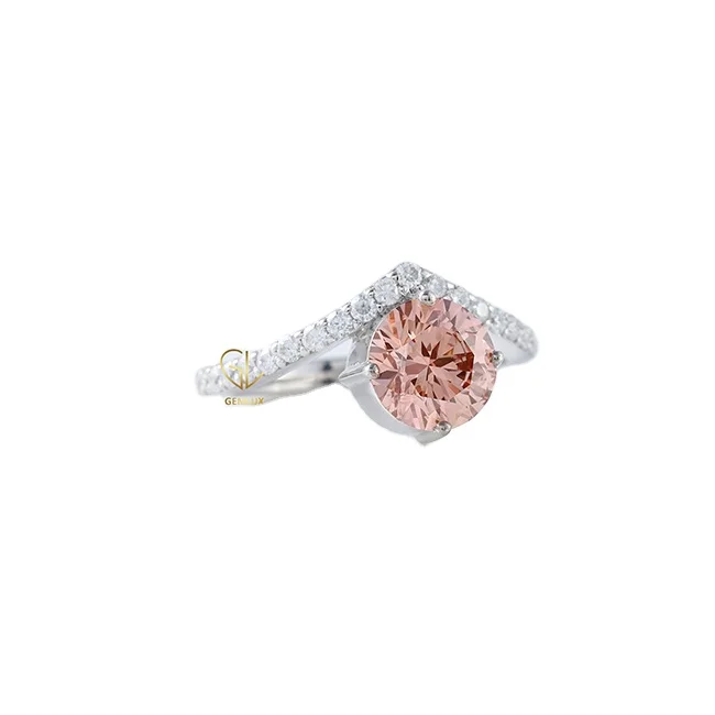 1 5 CT круглый морганит CVD бриллиантовый розовый цвет vvvs четкий изогнутый Хвостовик с полуакцентом обручальное кольцо для женщин