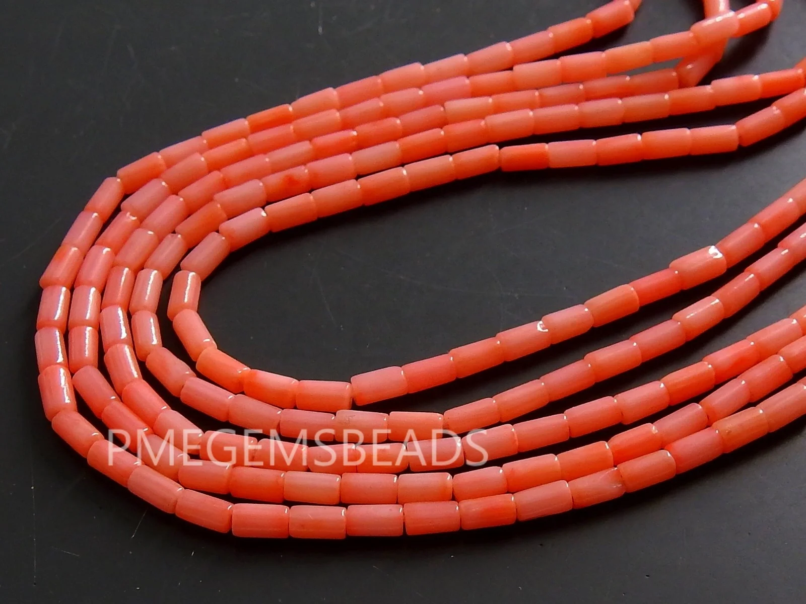 Pink Coral Smooth Tubes,Drum,Cylinder Bead,Loose Stone,For Making Jewelry,Wholesaler,Supplies 16Inch 4X2MM Approx 100%Natural