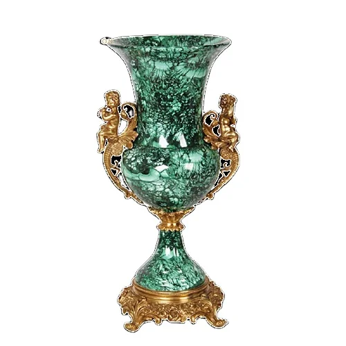 Malachite Semi Precious Gemstone flower pot