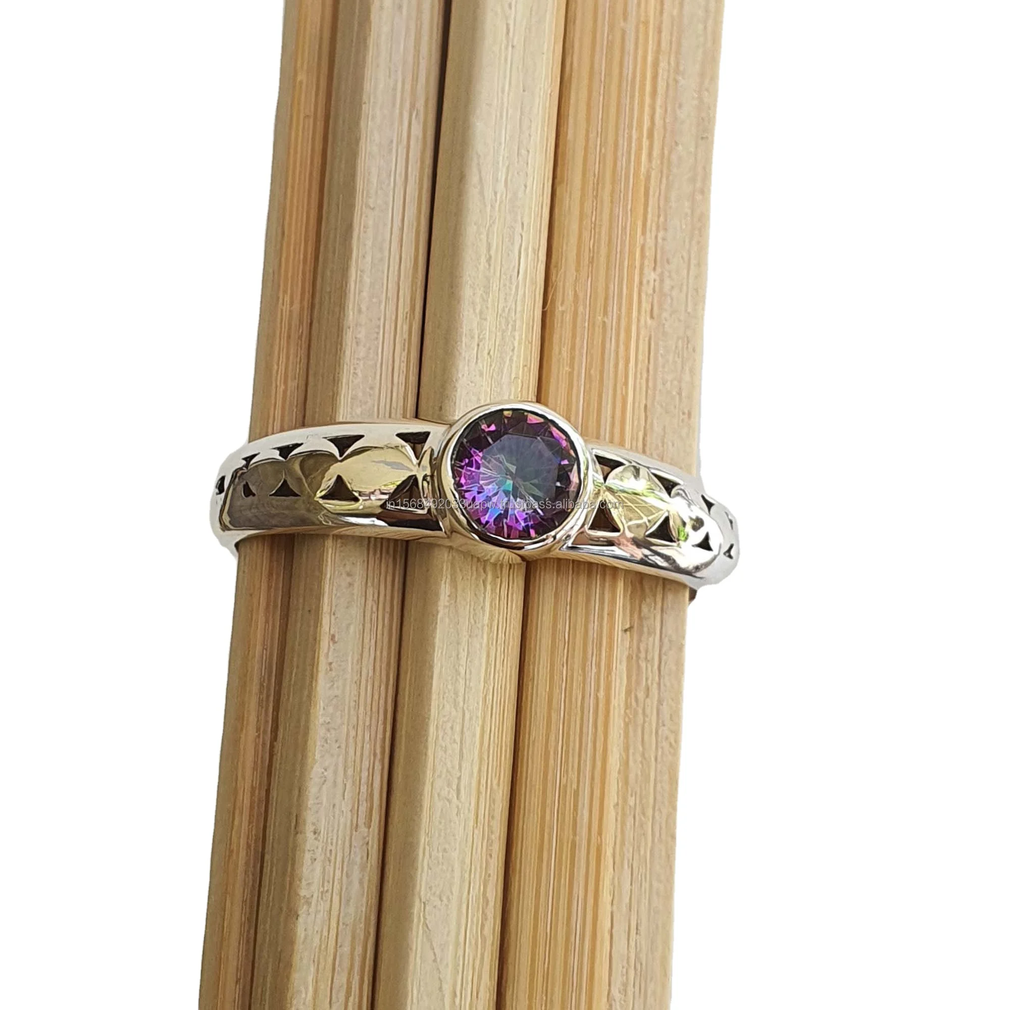 Mystic Rainbow Topaz Ring 925 Silver Fine Jewelry for Wedding Party & Anniversary Classic Designer Band Mens Rings Wholesale