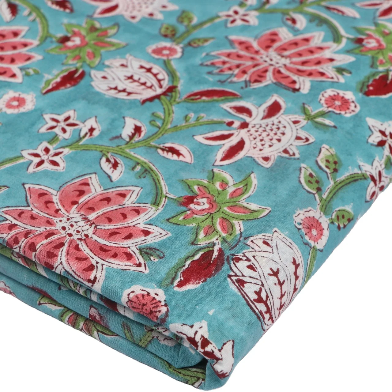 5 Yards Printed Sanganeri Fabric Multi Leaf Flower Fabric Soft New Design Cotton Home Textile Pillow