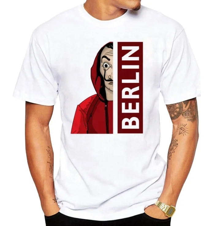 Wholesale T shirt men Funny Design La Casa De Papel Money Heist Tees TV Series Tshirts Men Short Sleeve House of Paper T-Shirt