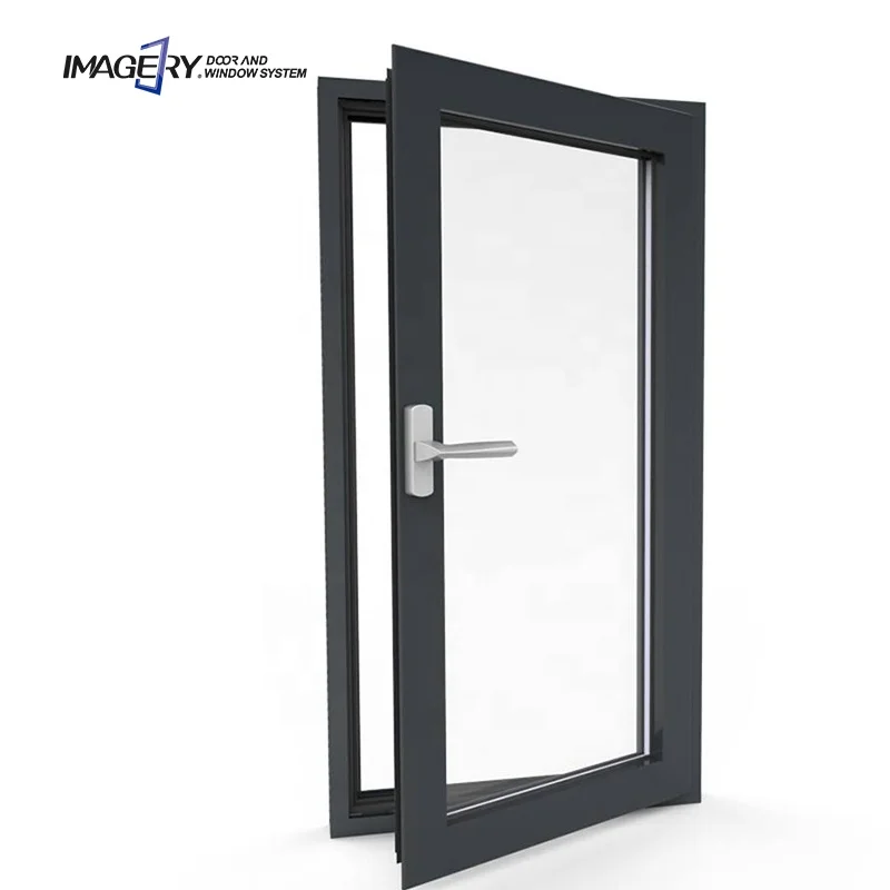 Imagery swing opening aluminium profile doors and  windows double glass casement window garden glass