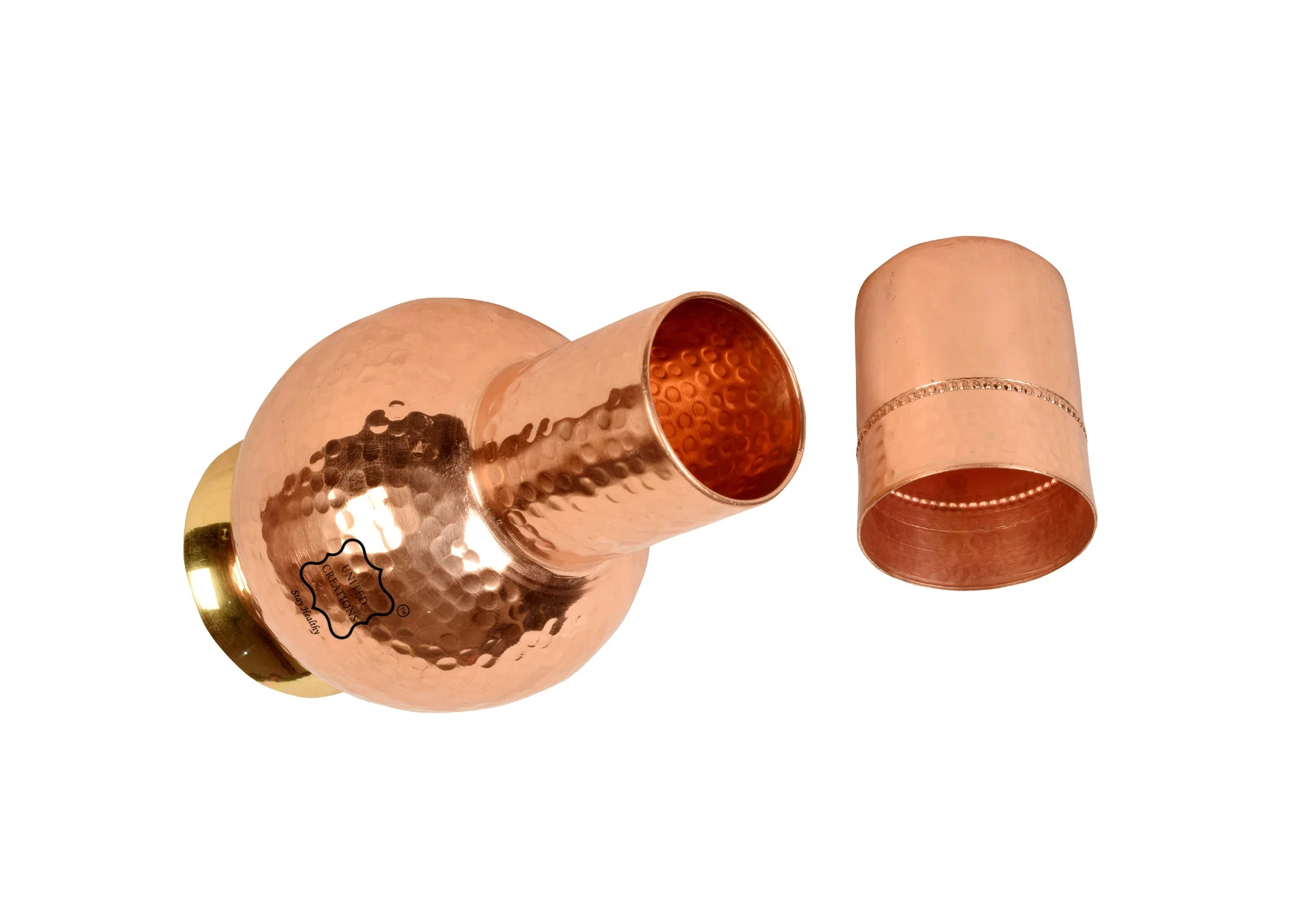 Прикроватный графин для воды и стеклянный набор Прямая поставка с завода молотковая медь 600 мл 20 унций бутылки белая Всесезонная коробка