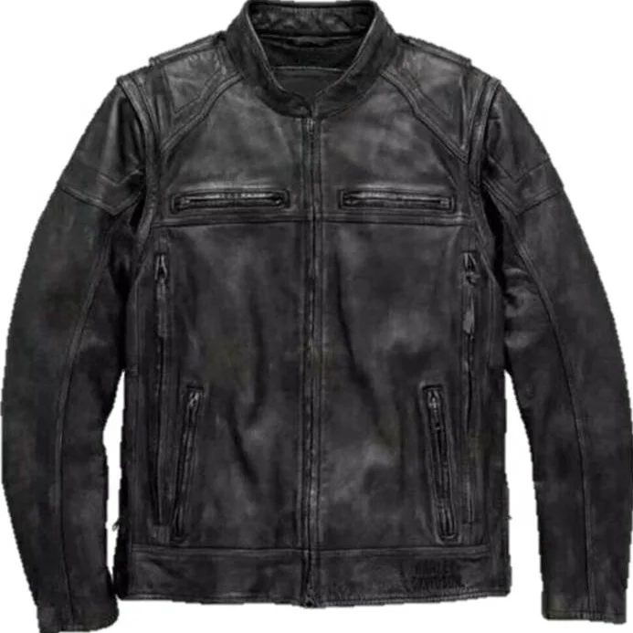  Mens Harley Davidson Dauntless Convertible 2 in 1 Biker Real Leather Jacket/