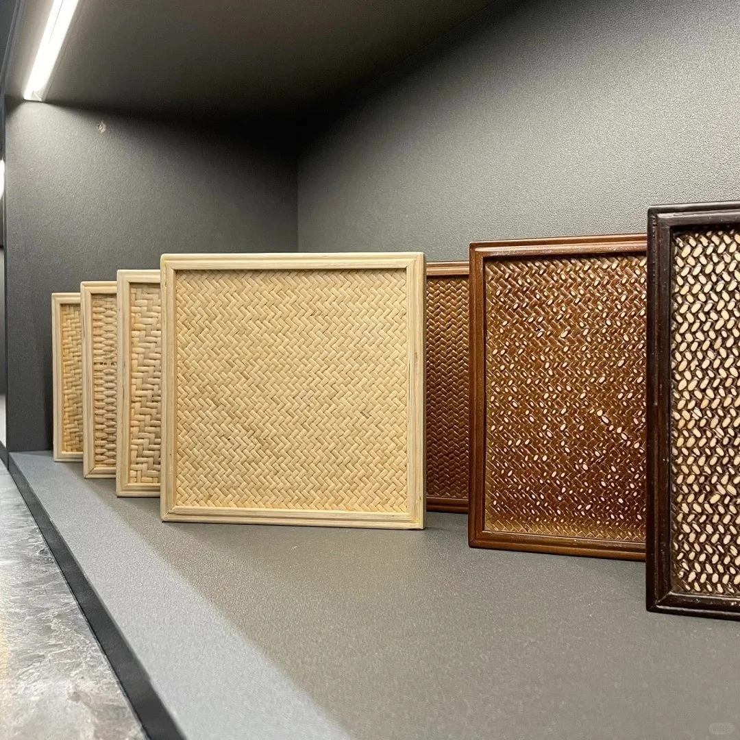 Latest Design Rattan Panels Wooden Frame Wall Decoration for Homestay Hotel Living Room