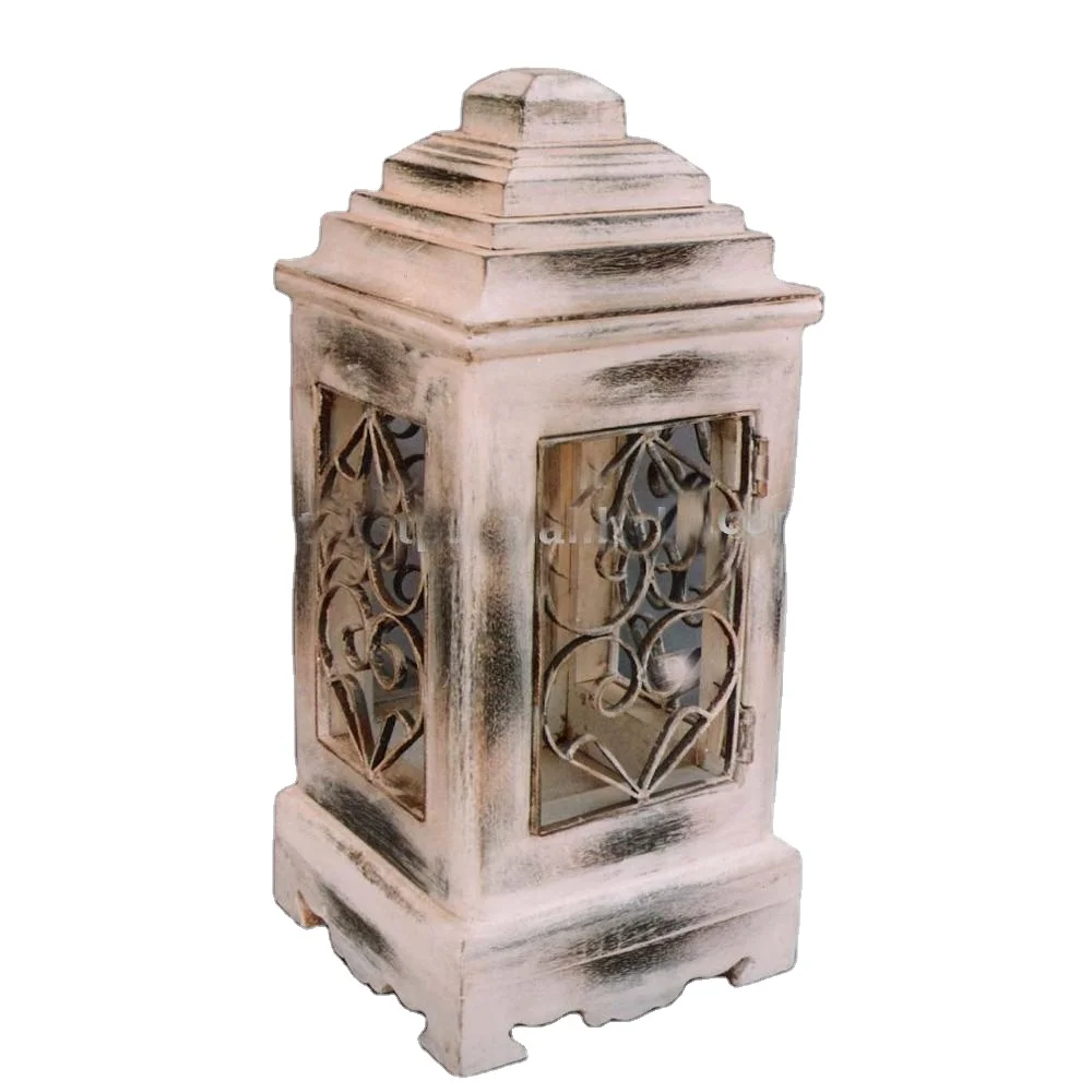 Wood Antique Lantern Best Seller Distressed Wooden Color Rectangle Outdoor and Indoor Handmade Wedding OEM Customized Lanterns